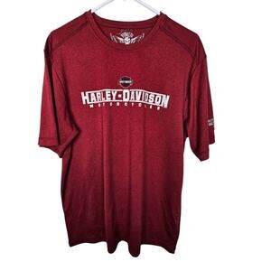 Biker Built Harley Davidson T-Shirt Short Sleeve T-Shirt Men Red Salt Lake Utah